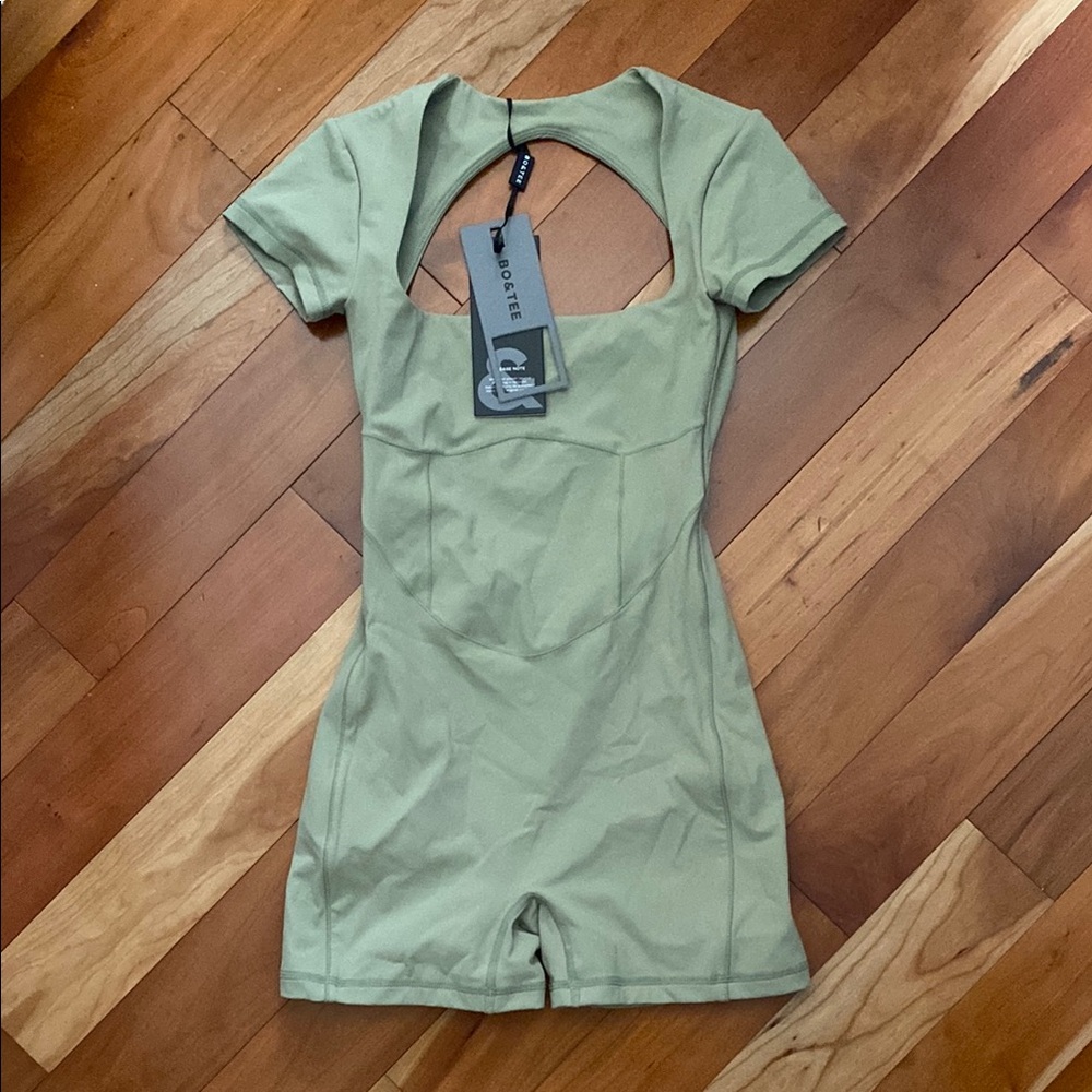 NWT BO+TEE matcha Short Romper with Back Cutout